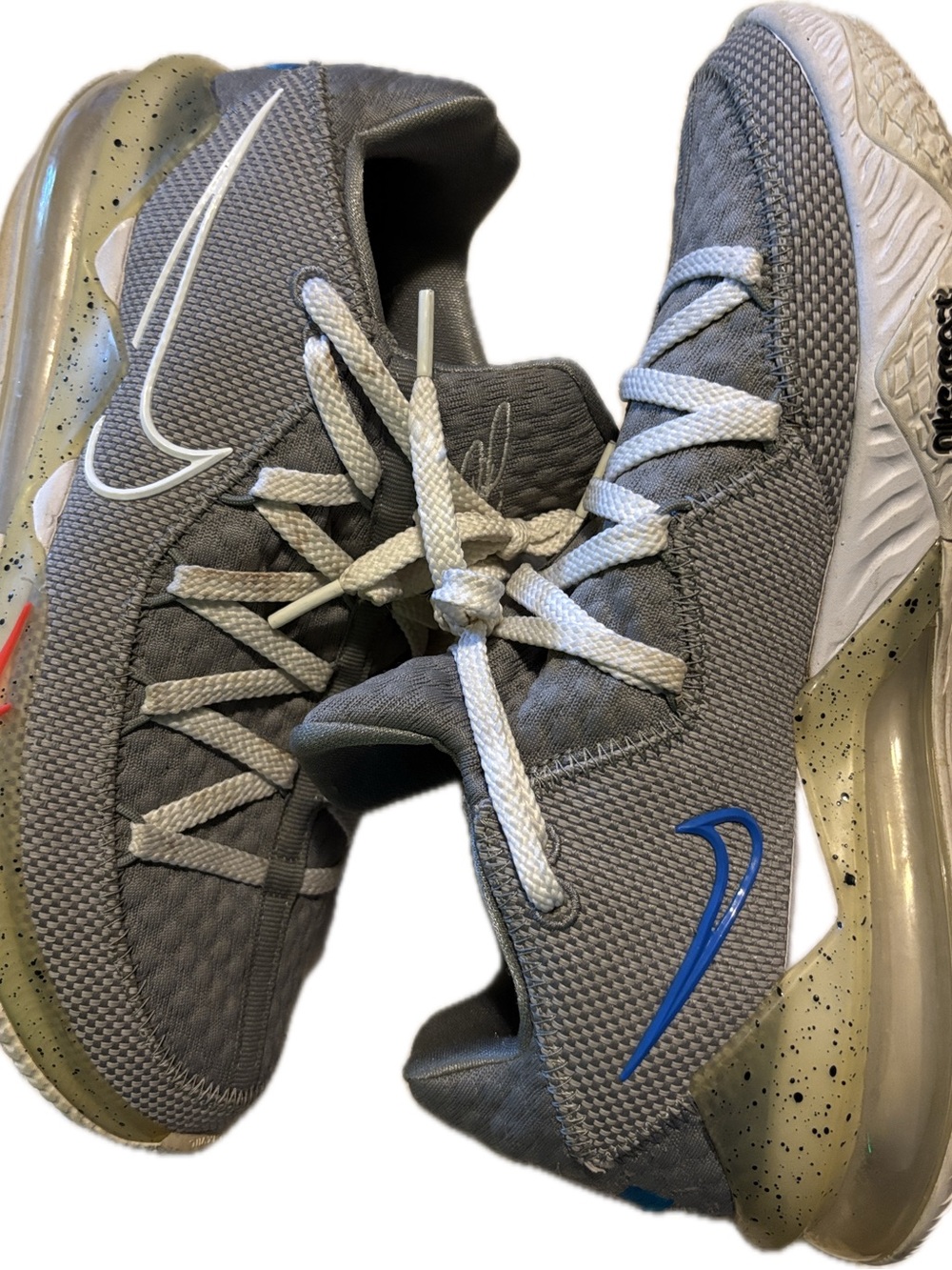 Men’s Nike LeBron Low-Top Sneakers with White Laces and Blue/Red Accents